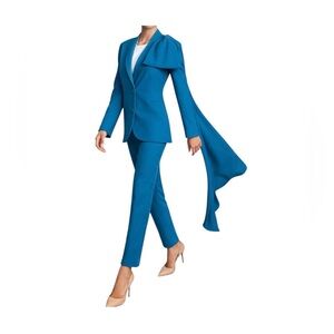 Sachin & Babi Viveca Blazer Moroccan Blue Bow Shoulder Jacket Size 12 NWT